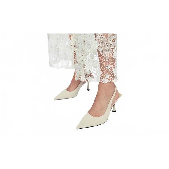 NEW BAYEAS embellished lace contrast wide leg jeans in white - Picture 5 of 7